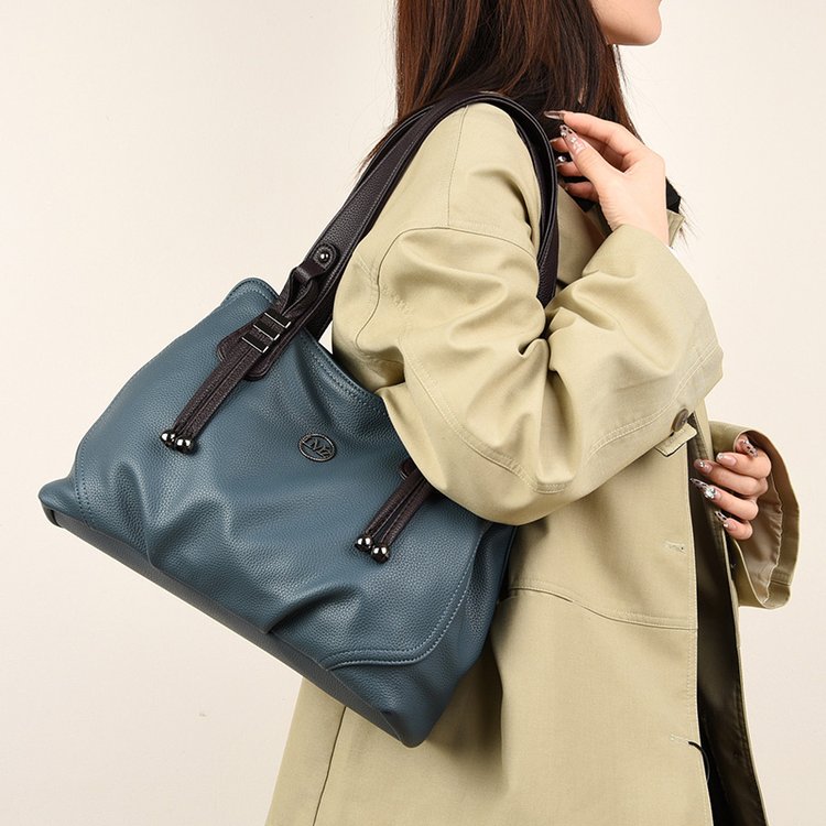 2025冬季新款PU2024年冬季拉链均码托特包车缝线单肩包