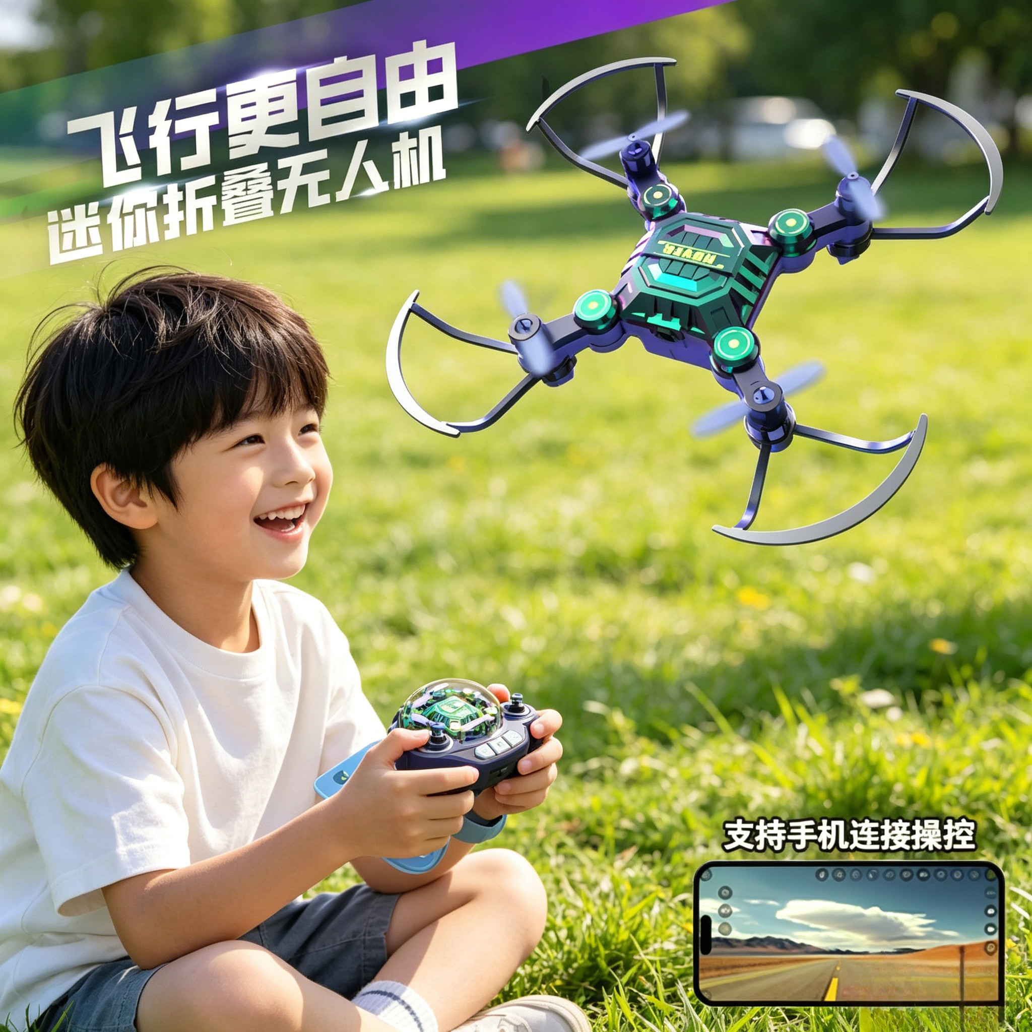 迷你四轴无人机手表感应遥控玩具