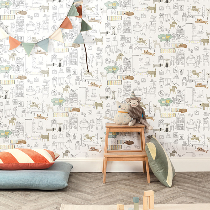 比利时原装进口墙纸克罗马壁纸卡通儿童房北欧简约现代HAP601 602,家装主材,无纺布墙纸,淘宝优惠券,粉丝福利购,淘宝优惠卷