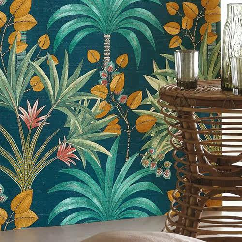 法国casamance原装进口墙纸 北欧现代 热带雨林 卧室客厅背景壁纸