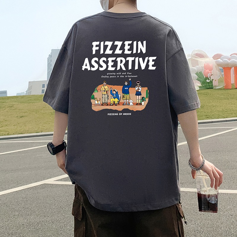 美式复古卡通印花短袖T恤男夏季新款宽松纯棉半袖oversize上衣服