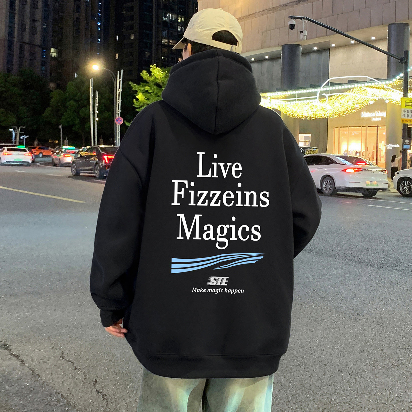 重磅复古连帽卫衣男春秋季宽松慵懒风显瘦外套美式字母休闲上衣服