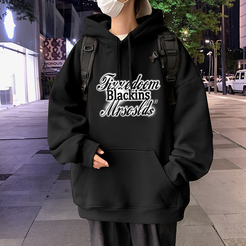 美式慵懒chic连帽卫衣男春秋季2026新款宽松设计感印花外套上衣服