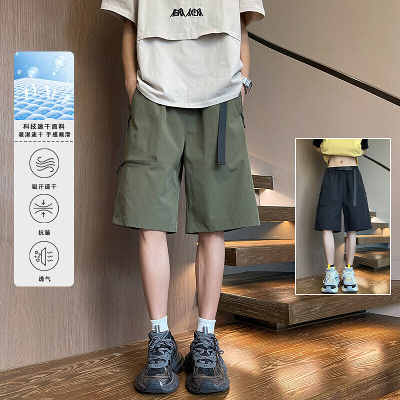 ins潮牌休闲短裤男夏季新款美式简约宽松篮球裤抽绳运动五分裤子