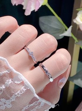 S999纯银戒指男女情侣对戒相濡以沫银素圈百搭纯银指环七夕送礼物