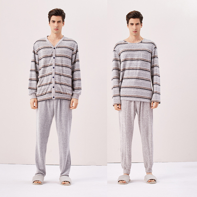 新世家族秋款男装套头开扣针织长袖长裤睡衣家居专柜同步款现货