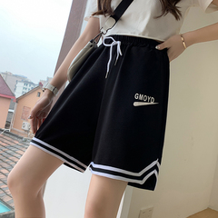 Sports shorts female summer trend leisure student high waist middle pants running loose Capris