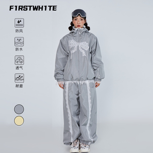 F1RSTWH1TE滑雪服裤女款套装3L专业高性能单双板蕾丝小众2025新款