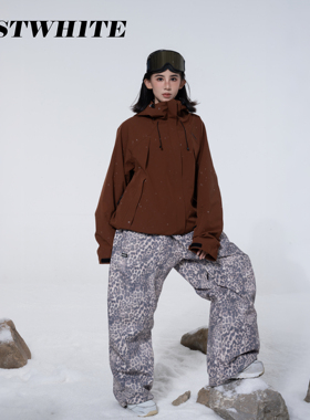 FASTWH1TE豹纹滑雪服裤套装3L压胶防风防水单双板男女款25新款