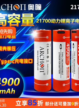ARCHON奥瞳V10P/D15VPII潜水电筒锂电池21700电池USB充电4900毫安
