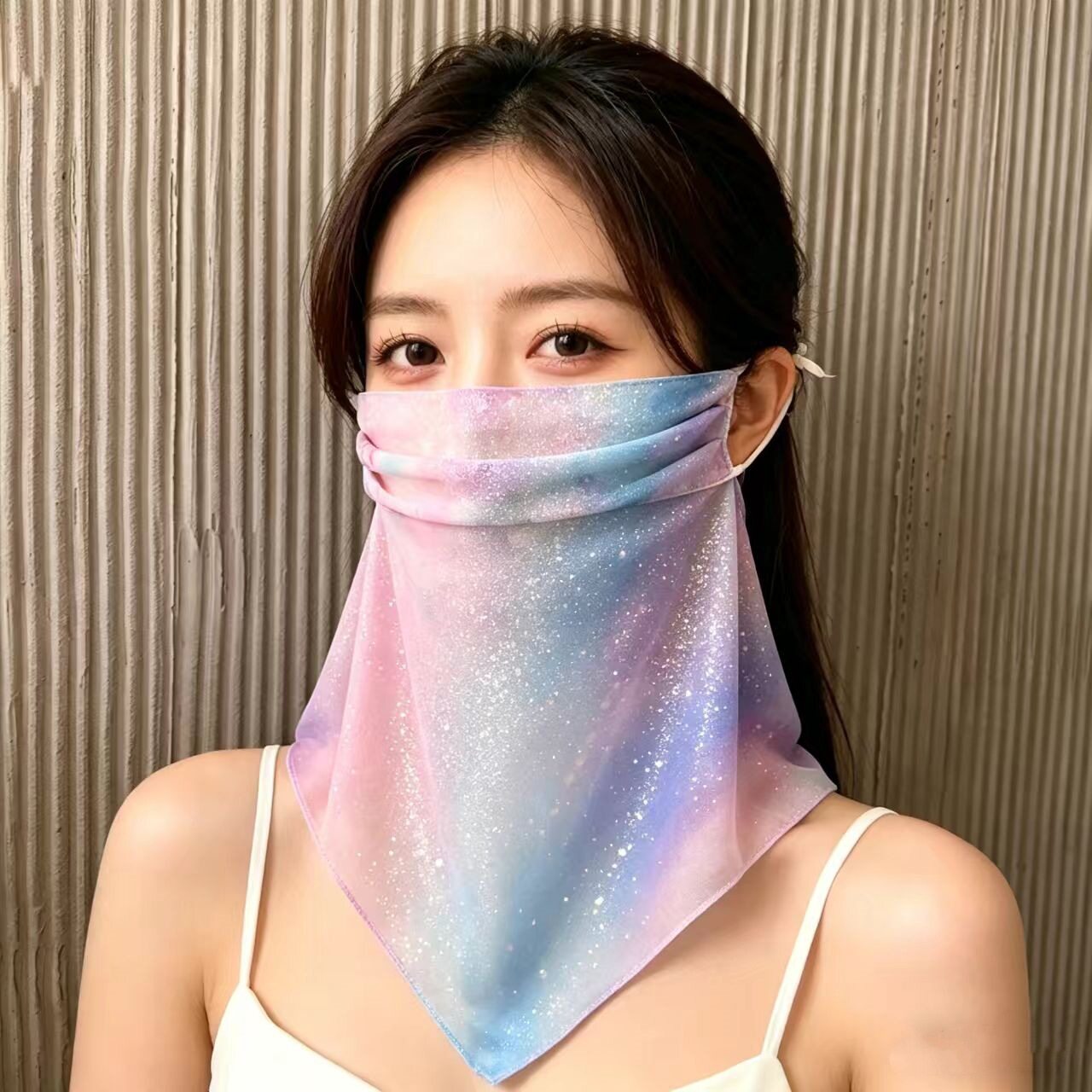 夏季防嗮面纱口罩护颈透气薄款防晒面纱女骑车遮脸面罩遮阳丝巾