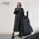 长款 黑色西装 毛呢外套女秋冬夹棉加厚保暖大衣老钱风正肩h型风衣