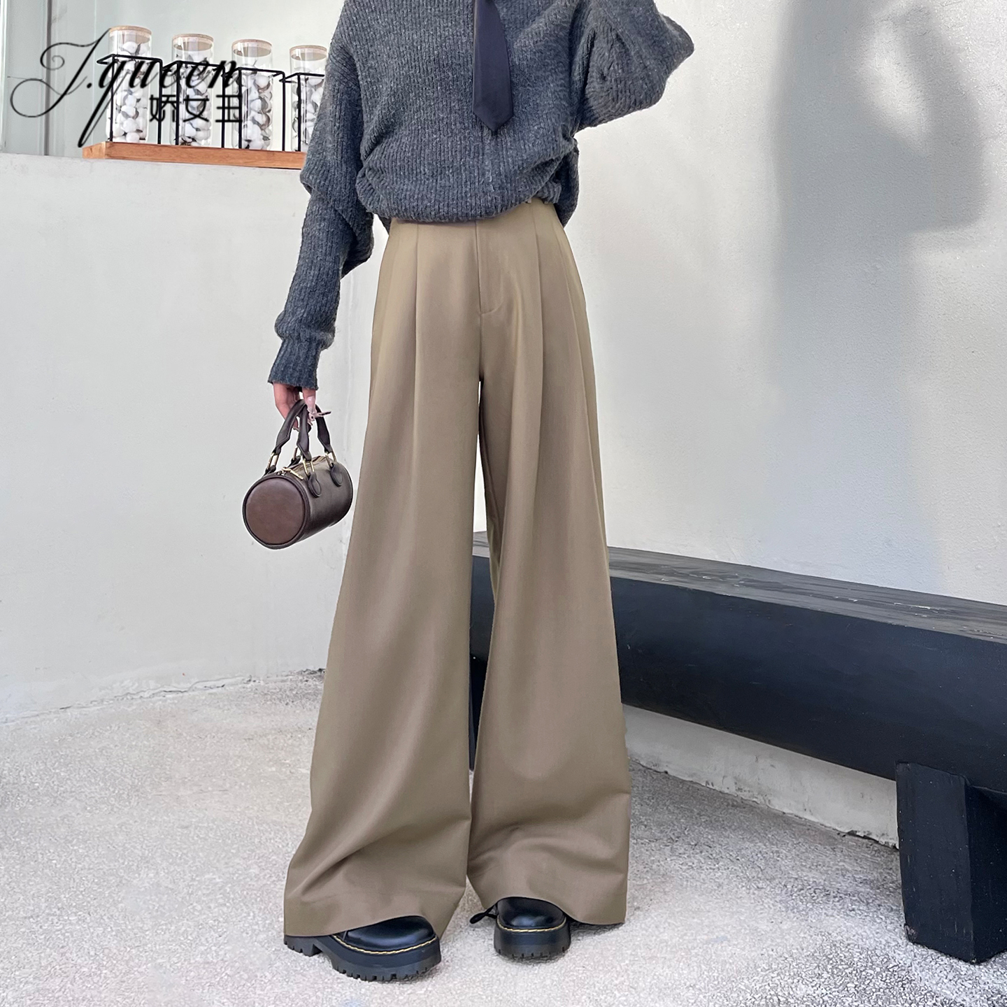 高腰阔腿裤新款复古洋气
