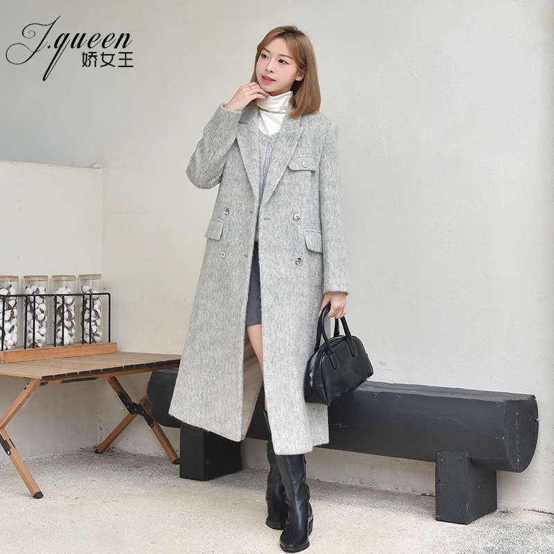 娇女王气质时尚毛呢西装大衣