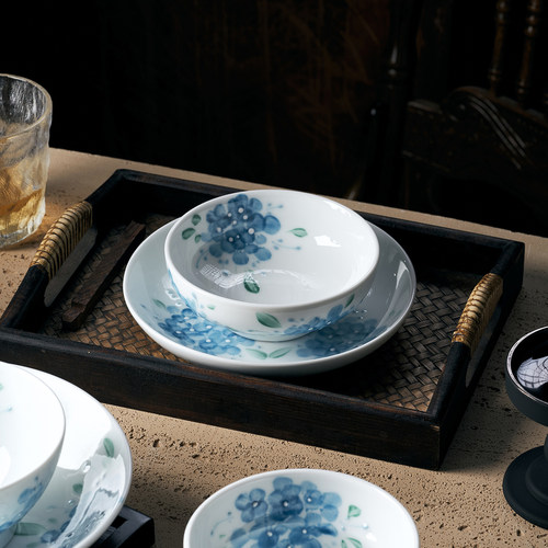 中式高温釉下彩陶瓷米饭碗汤面碗