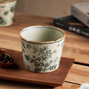 山璟集景德镇青花手握杯咖啡杯猪口杯日式手作家用下午茶杯碟套装