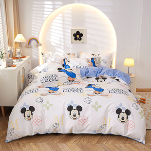 ins小清新儿童卡通全棉被套单件150x200x230宿舍单人学生纯棉被罩