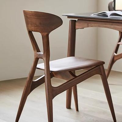 北美黑胡桃木餐椅实木靠背椅原木北欧简约家用餐椅餐厅卯榫家用椅