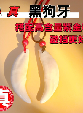 免费刻字真黑狗牙吊坠