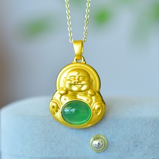 时尚精致佛头弥勒佛项链笑脸佛小众百搭长款新中式古法如来毛衣链