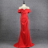 新款 红色礼服女甜美收腰显瘦婚礼主持人敬酒服玻璃钻定制晚礼服