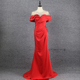 新款 红色礼服女甜美收腰显瘦婚礼主持人敬酒服玻璃钻定制晚礼服