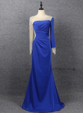 新款长袖晚礼服小众轻奢主持人晚宴年会聚会party晚装气质显瘦