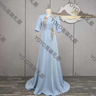 2025新款演出服音乐会长裙民歌长款主持人礼服独唱毕业典礼晚礼服