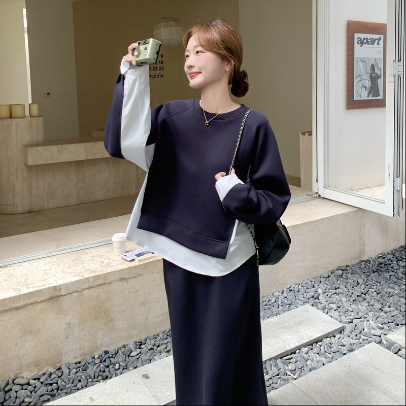 【】慵懒风撞色拼接卫衣套装C161-8913-P175-K268,女装套装/套裙,2C161