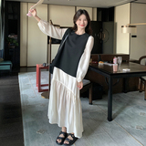 法式白色超好看连衣裙套装女春秋2025新款显瘦马甲茶歇长裙两件套，女装连衣裙，2C161