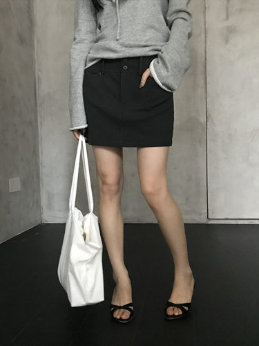 【saidtome】早秋简约高腰A字半身短裙女 6108