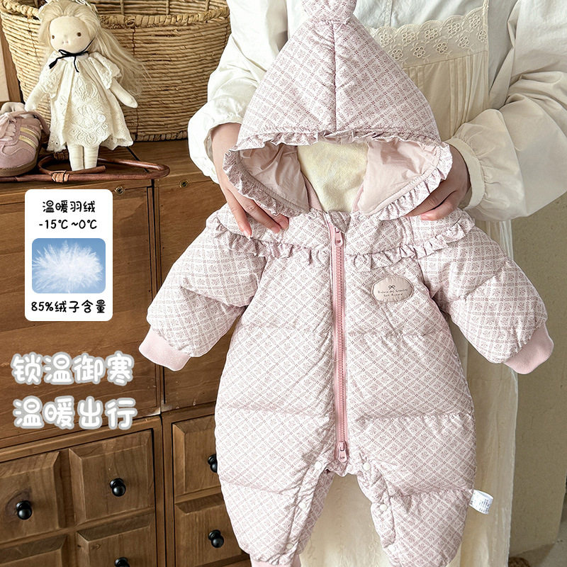 三折撤柜婴儿连体衣羽绒服冬季保暖90白鸭绒新生女宝宝外出服爬服,童装/婴儿装/亲子装,羽绒连体衣,淘宝优惠券,粉丝福利购,淘宝优惠卷