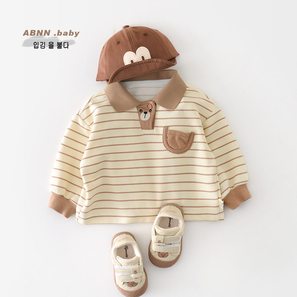 儿童条纹POLO衫男女童休闲翻领T恤2026春装新款宝宝韩版上衣61781,童装/婴儿装/亲子装,T恤,淘宝优惠券,粉丝福利购,淘宝优惠卷