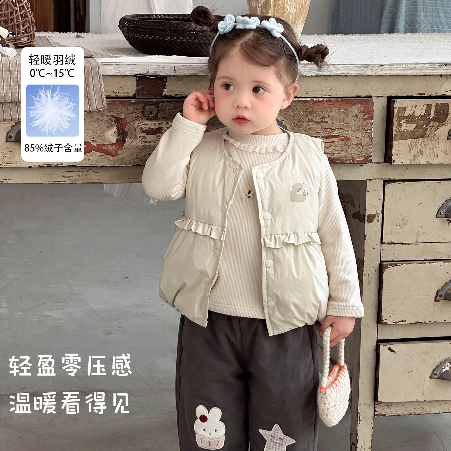 二折撤柜女童羽绒马甲2026新款女宝秋冬内外穿背心婴幼儿保暖衣服