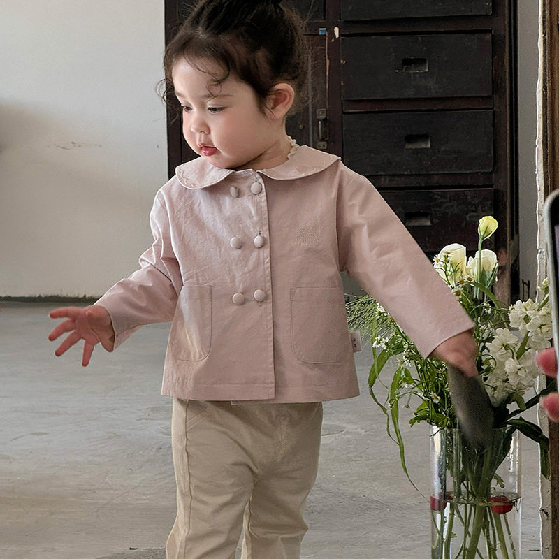 二折撤柜婴幼儿韩版纯色衬衫春季新款女宝宝上衣外套女童春装长袖