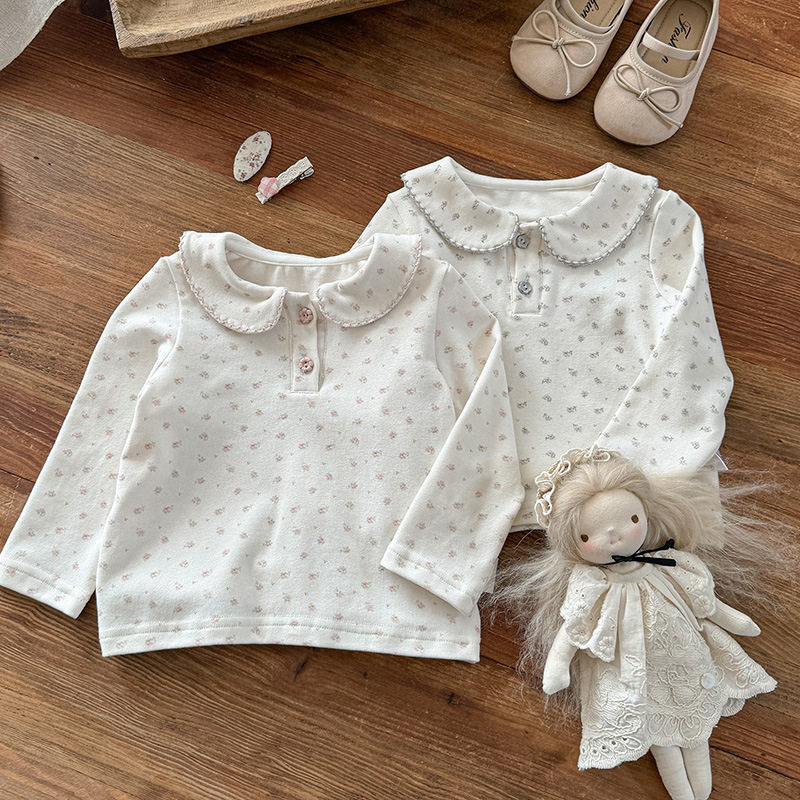 三折撤柜女童打底衫秋装2025婴幼儿秋款衣服女宝宝娃娃领内搭上衣