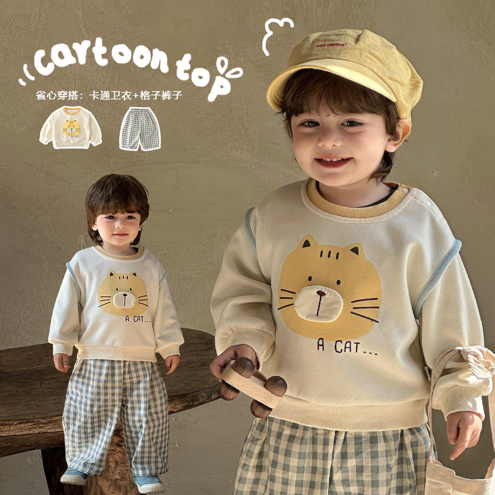 2026宝宝春装婴幼儿卡通小猫咪卫衣0-3岁儿童可爱外穿上衣61370