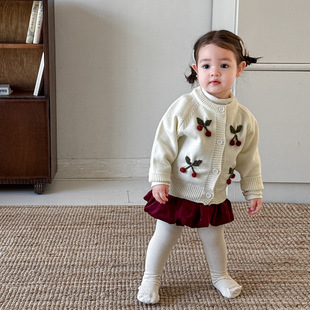 撤柜专区女童秋装2025新款儿童洋气针织开衫花苞裤套装女宝宝