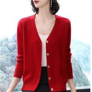 2024年春秋短款 外套新款 针织毛衣洋气外搭 女开衫 鄂尔多斯市羊毛衫