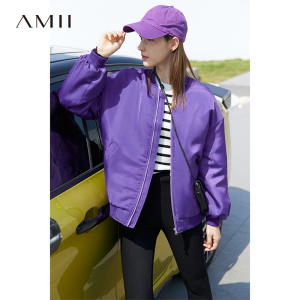 Amii飞行服夹克棉衣棉服女短款冬季2023新款棒球服棉袄二棉外套