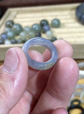 和田玉籽料洒金皮卡14小圈戒指散墨青花古风玉环文玩珠串跑环挂饰