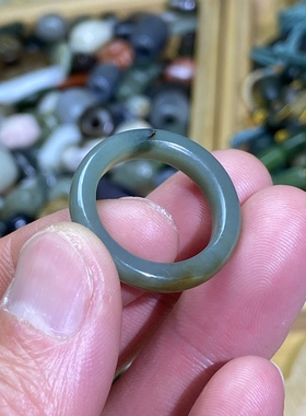 和田玉籽料沙枣青糖青卡18随型戒指古风戒圈玉环文玩珠串跑环挂饰