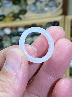 和田玉戒指卡18白玉随型戒圈跑环古风玉环尾戒锁骨链挂饰文玩跑圈