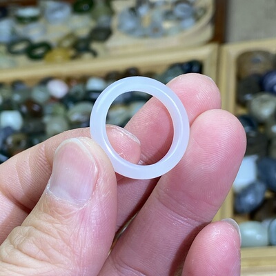 和田玉戒指卡18白玉随型戒圈跑环古风玉环尾戒锁骨链挂饰文玩跑圈