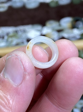 和田玉籽料卡11随型跑环洒金皮满皮白玉古风玉环文玩珠串挂饰跑圈