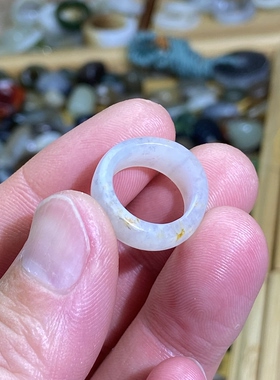 和田玉籽料洒金皮卡13随型跑环白青花满皮古风玉环文玩珠串挂饰