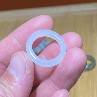 和田玉戒指俄料白玉小圈口戒圈复古风手串项链跑环玉环配饰尾戒