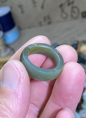 和田玉籽料戒指满皮沙枣青糖青戒圈指环古风随型文玩珠串跑环挂饰