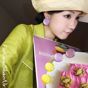 浮夸少女dayu原创自制猫眼清凉感显瘦存在感小众设计彩色耳环