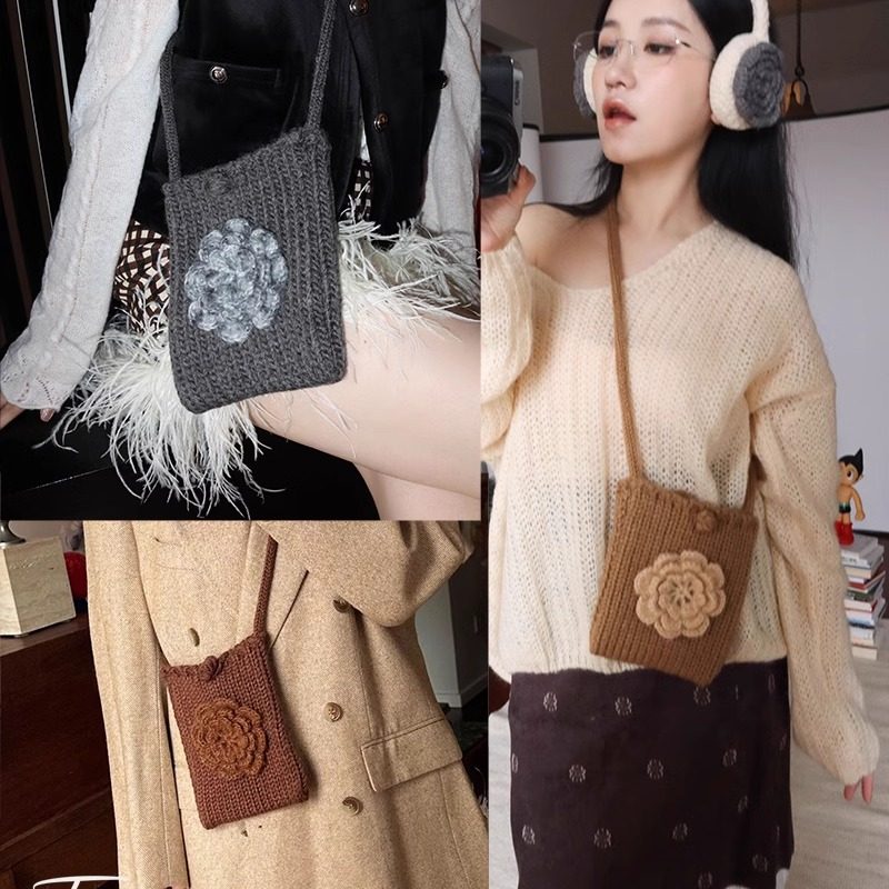 浮夸少女dayu 手工编织毛线斜挎秋冬搭配好物可装手机小包,箱包皮具/热销女包/男包,通用款女包,淘宝优惠券,粉丝福利购,淘宝优惠卷